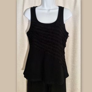 SPENSE Sleeveless Stretch Ruffled Scoop Neck TOP